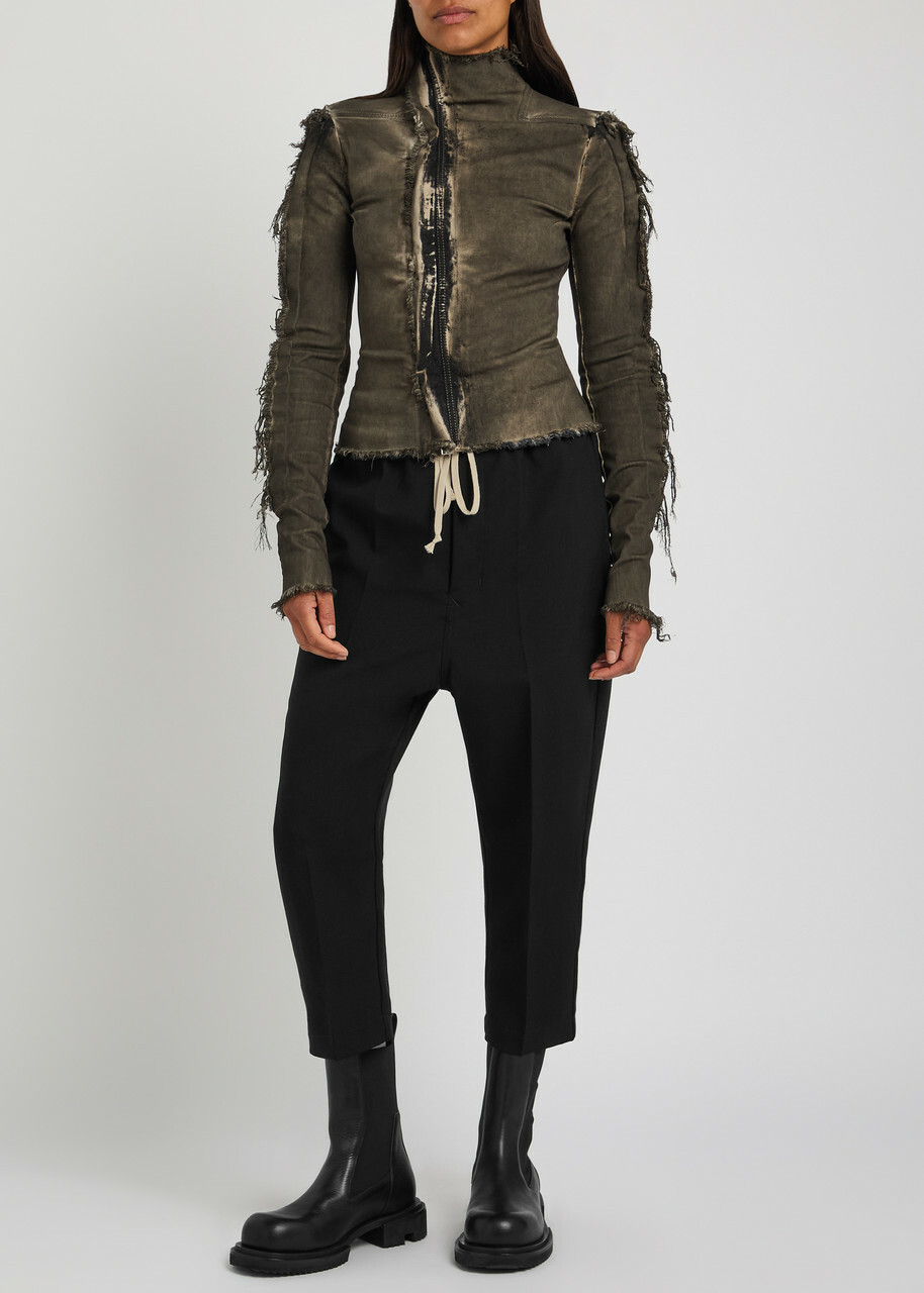 Rick Owens Cropped Tapered-leg Wool Trousers Black