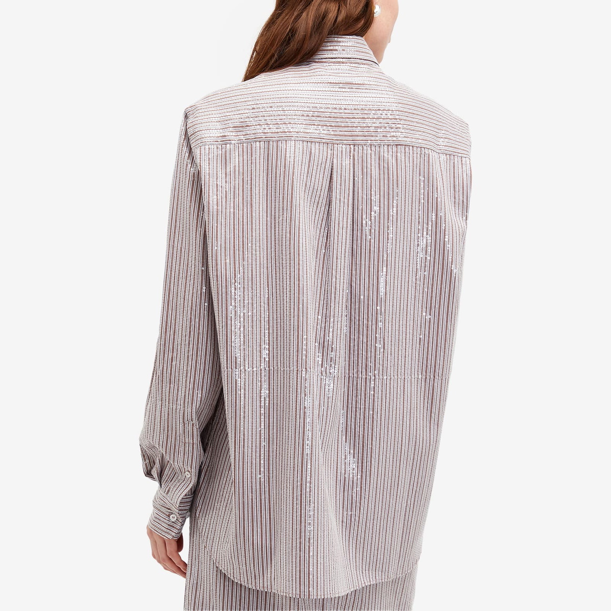 Saks Potts Women's Williams Sequin Stripe Shirt in Brown