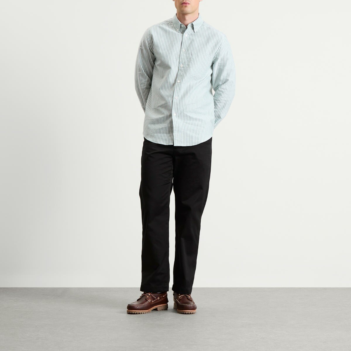 Portuguese Flannel Men's Belavista Stripe Button Down Oxford Shirt in White/Blue