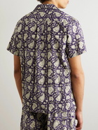 De Bonne Facture - Camp-Collar Printed Cotton-Gauze Shirt - Blue