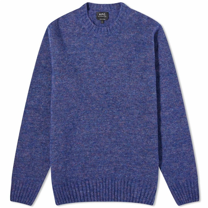 Photo: A.P.C. Lucas Brushed Alpaca Crew Knit in Violet Marl