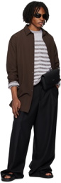 Ferragamo White & Brown Striped Sweater