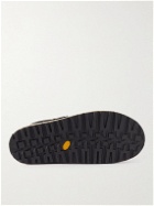 KAPITAL - Fringed Leather-Trimmed Suede Sandals - Black