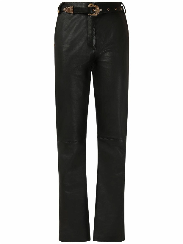 Photo: BALMAIN - Belted Leather Straight Pants