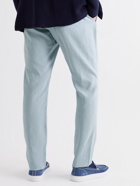 GIORGIO ARMANI - Tapered Silk-Blend Twill Drawstring Suit Trousers - Blue
