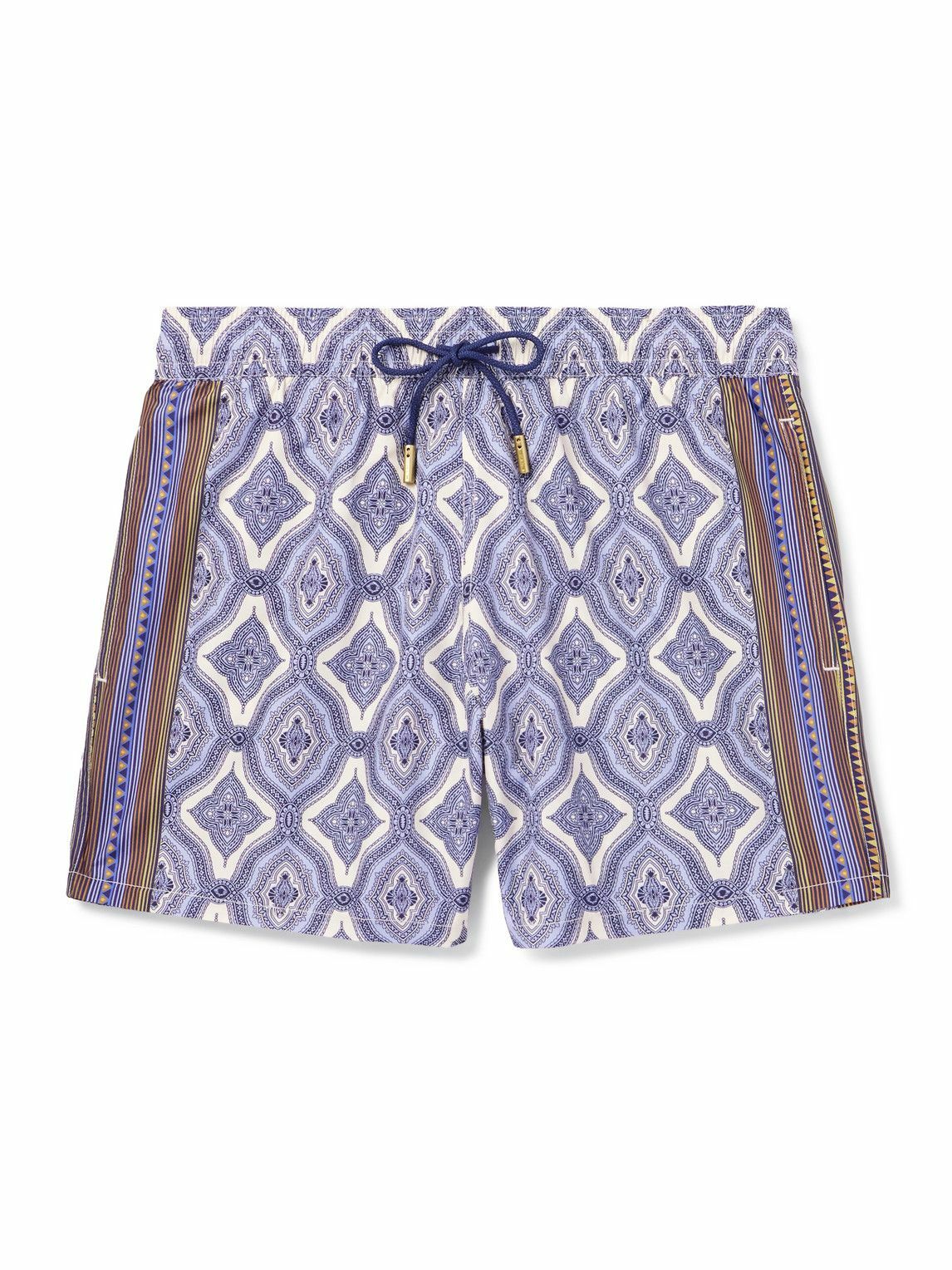 Etro - Straight-Leg Mid-Length Paisley-Print Swim Shorts - Blue