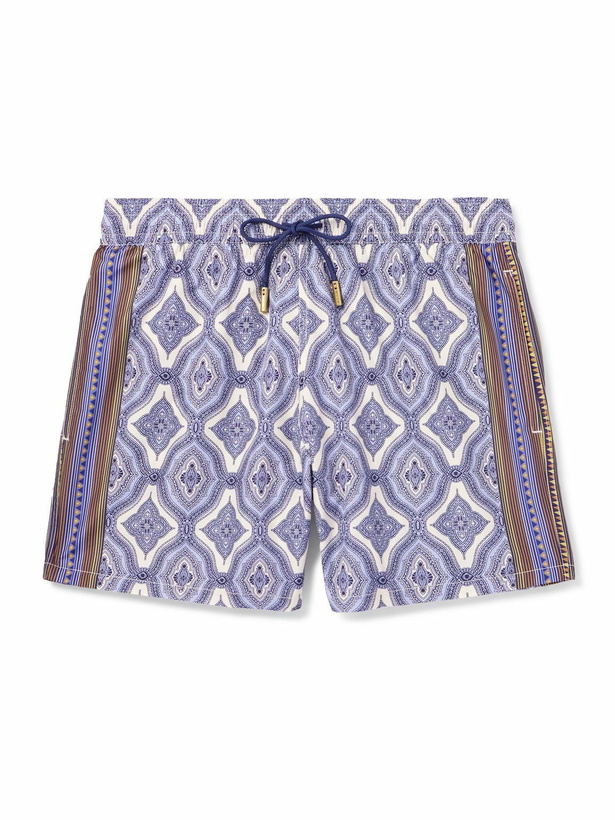 Photo: Etro - Straight-Leg Mid-Length Paisley-Print Swim Shorts - Blue
