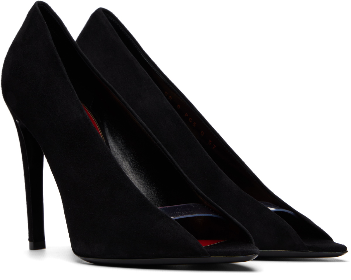 Valentino Garavani Black Open Toe Révélé Suede Heels