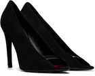Valentino Garavani Black Open Toe Révélé Suede Heels