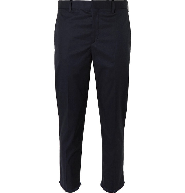 Photo: Neil Barrett - Midnight-Blue Tapered Cropped Cotton-Blend Trousers - Navy