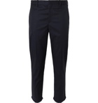 Neil Barrett - Midnight-Blue Tapered Cropped Cotton-Blend Trousers - Navy