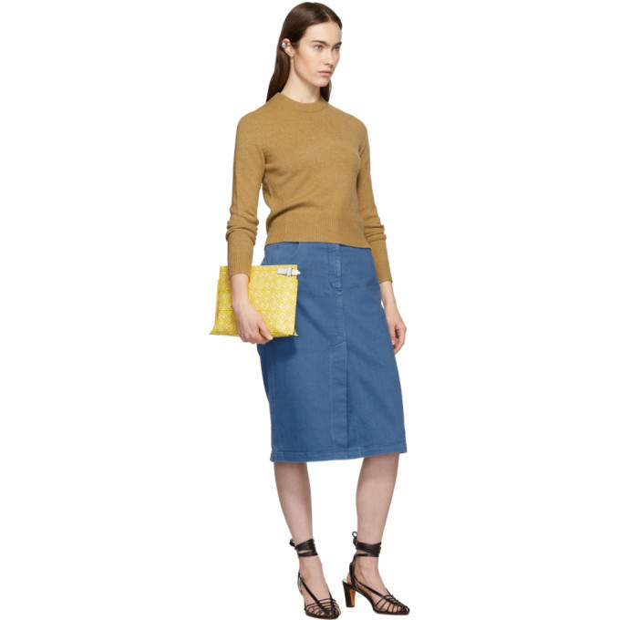 Tibi Brown Stretch Cashmere Crewneck Sweater