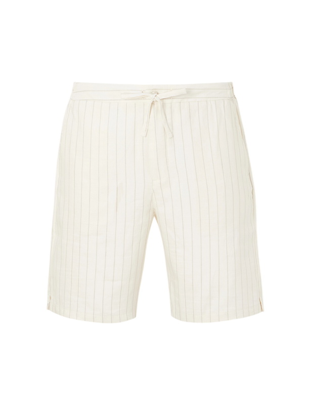 Photo: Frescobol Carioca - Straight-Leg Striped Linen and Cotton-Blend Drawstring Shorts - Neutrals
