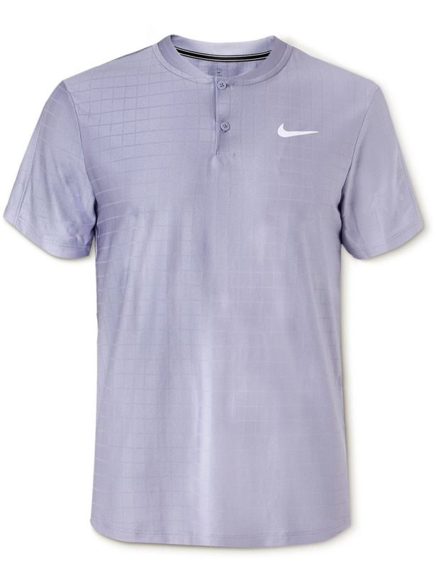 Photo: NIKE TENNIS - NikeCourt Advantage Slim-Fit Recycled Dri-FIT Tennis T-Shirt - Purple