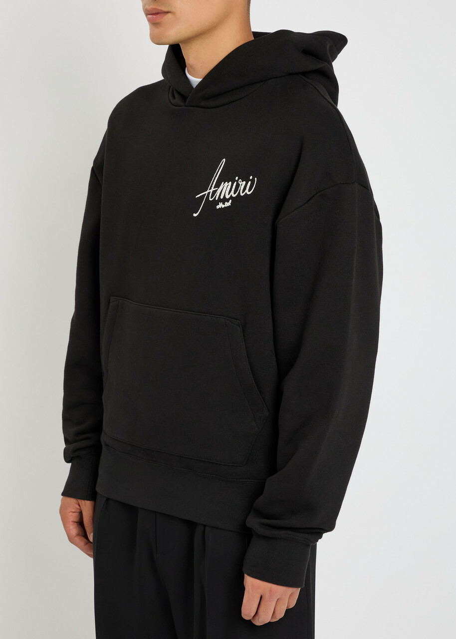 Amiri Hotel Crystal-embellished Hooded Cotton Sweatshirt Black