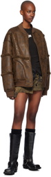 Feng Chen Wang Brown Gradient Printed Cargo Miniskirt