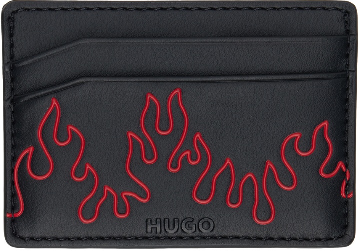Photo: Hugo Black Faux-Leather Flame Artwork Card Holder