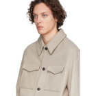 AMI Alexandre Mattiussi Off-White Wool Buttoned Shirt Jacket
