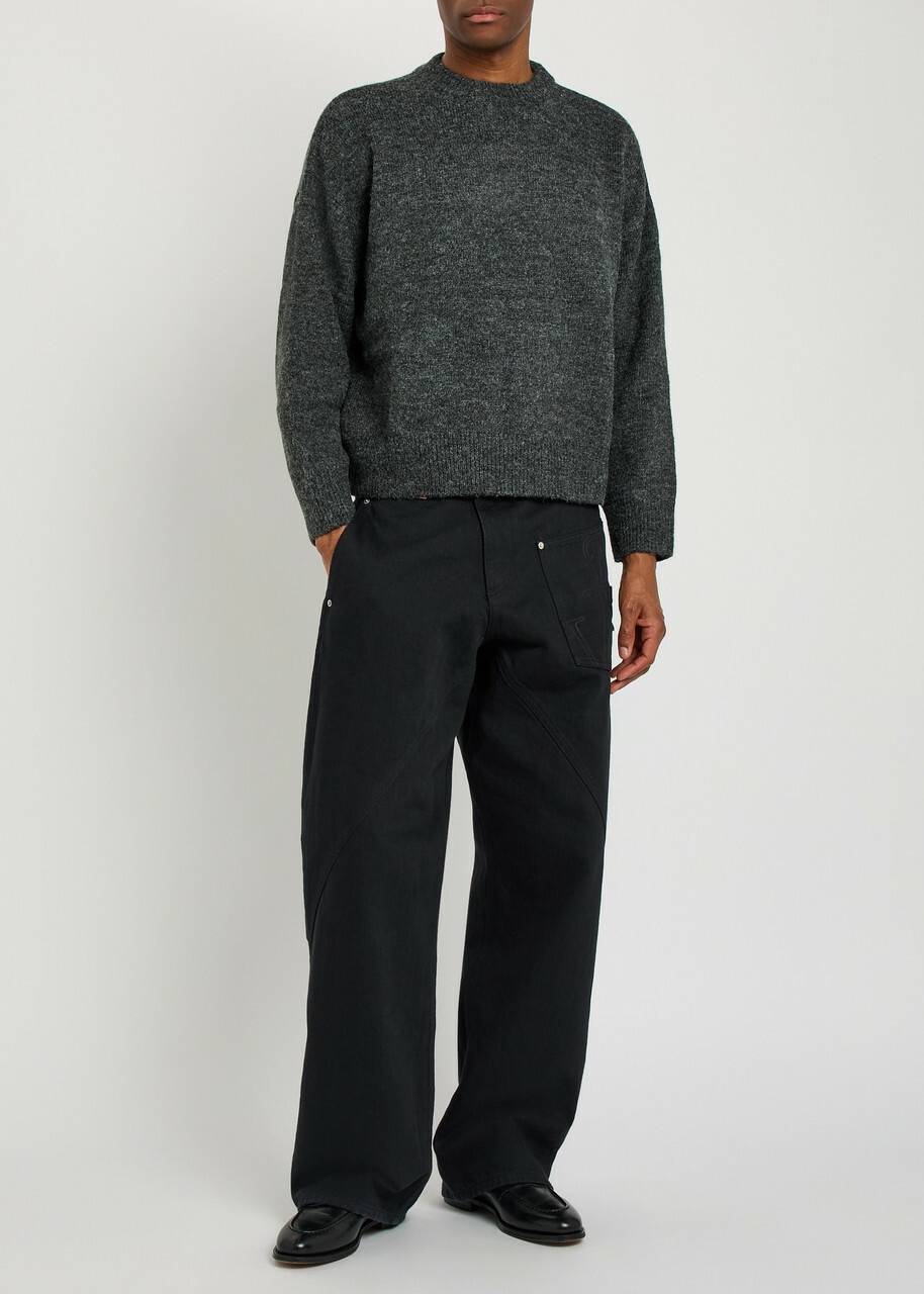 Mki Miyuki Zoku Logo-embroidered Brushed Knit Jumper Charcoal