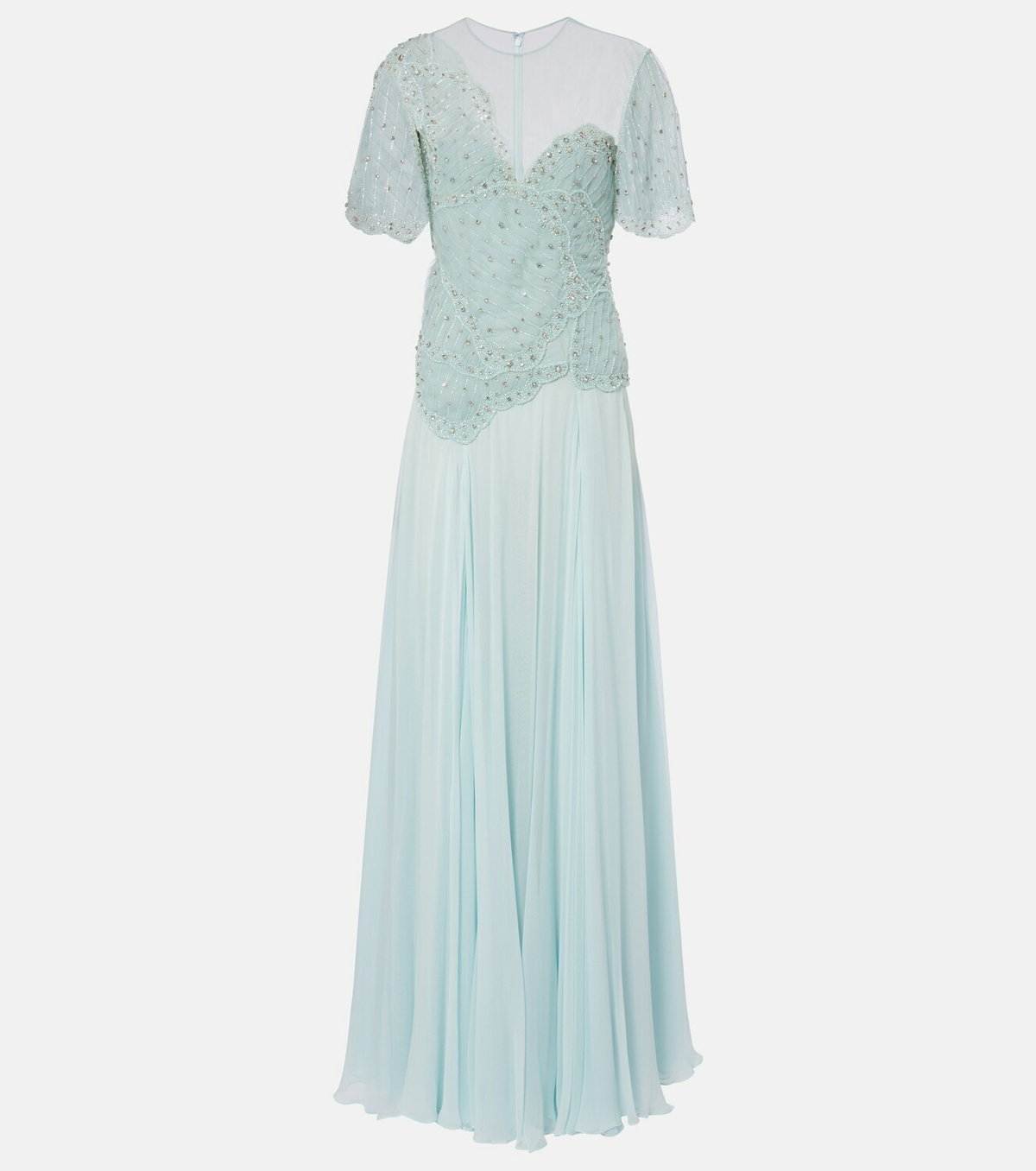 Costarellos Embellished silk-blend georgette gown
