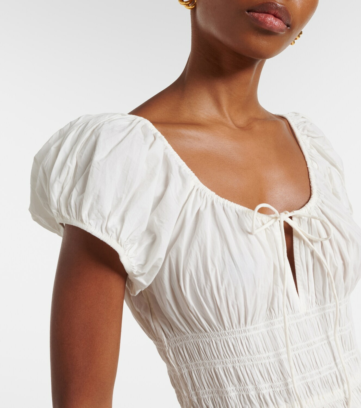 Dôen Quinn smocked cotton poplin midi dress