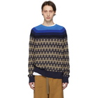 Dries Van Noten Navy Nebular Bi Fabric Sweater