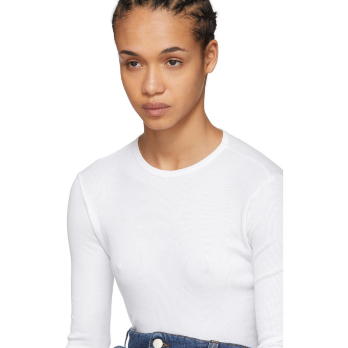 JW Anderson White Long Sleeve Ribbed Tie Cuff T-Shirt JW Anderson