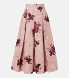 Erdem Floral pleated cotton poplin midi skirt