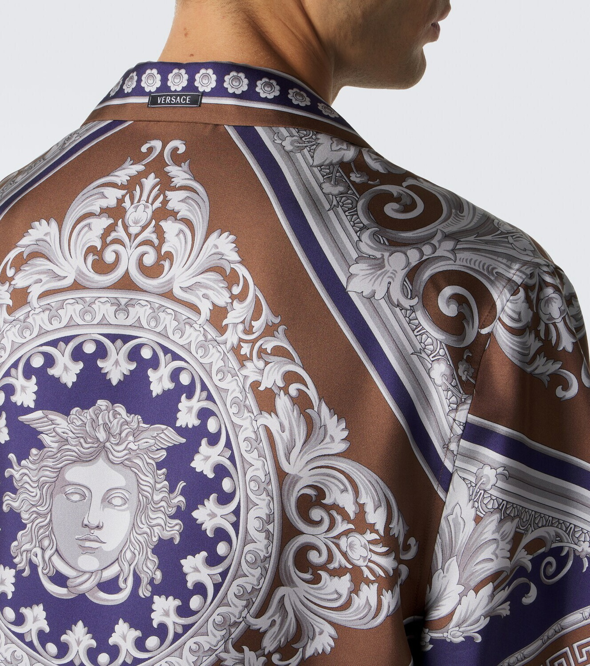 Versace Neoclassical Barocco silk twill bowling shirt