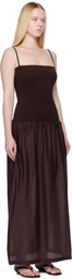 AMOMENTO Burgundy Silky Knit Maxi Dress