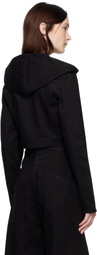 ALAÏA Black Cropped Hooded Denim Jacket