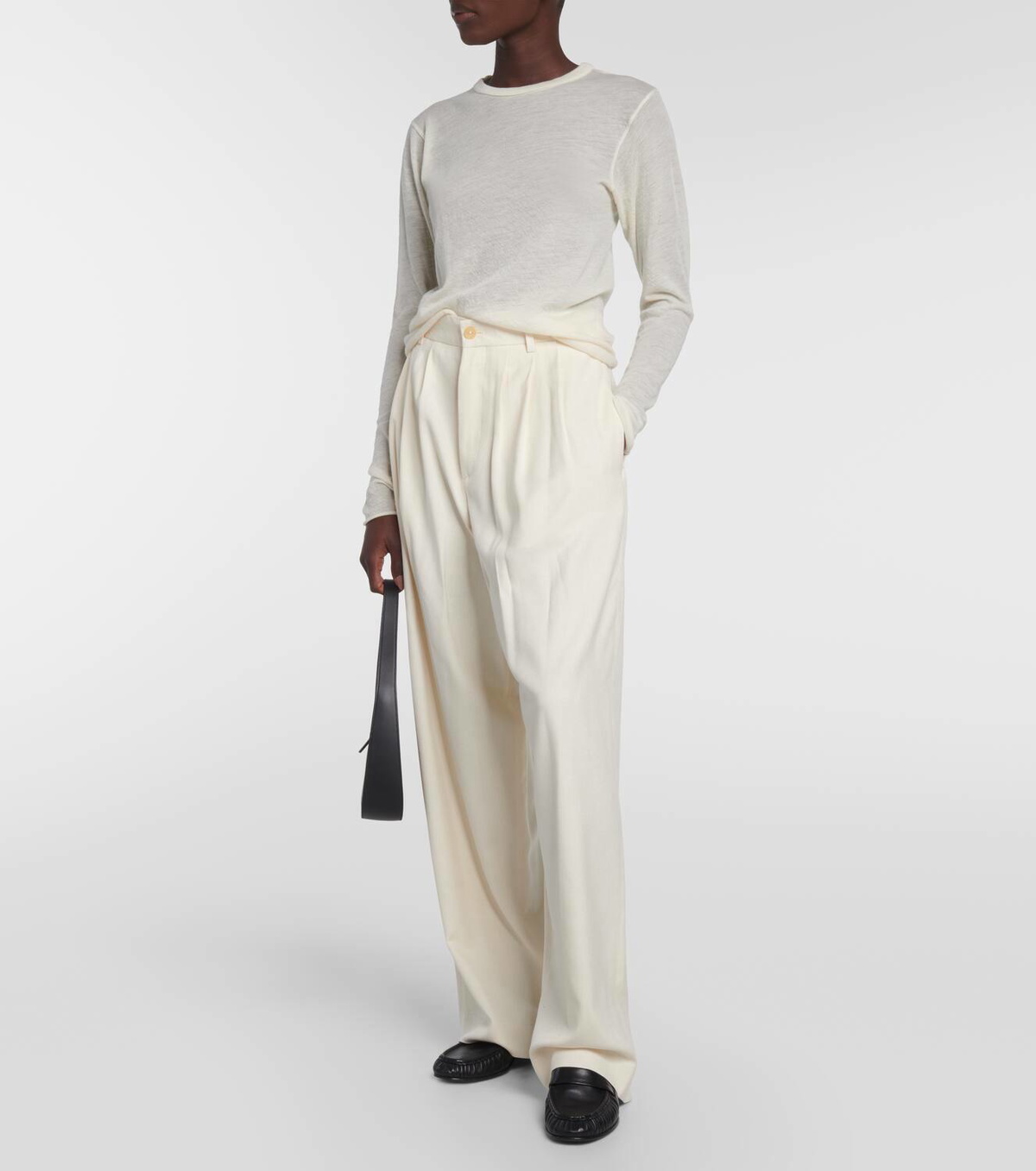 The Row Rufos silk canvas wide leg pants The Row