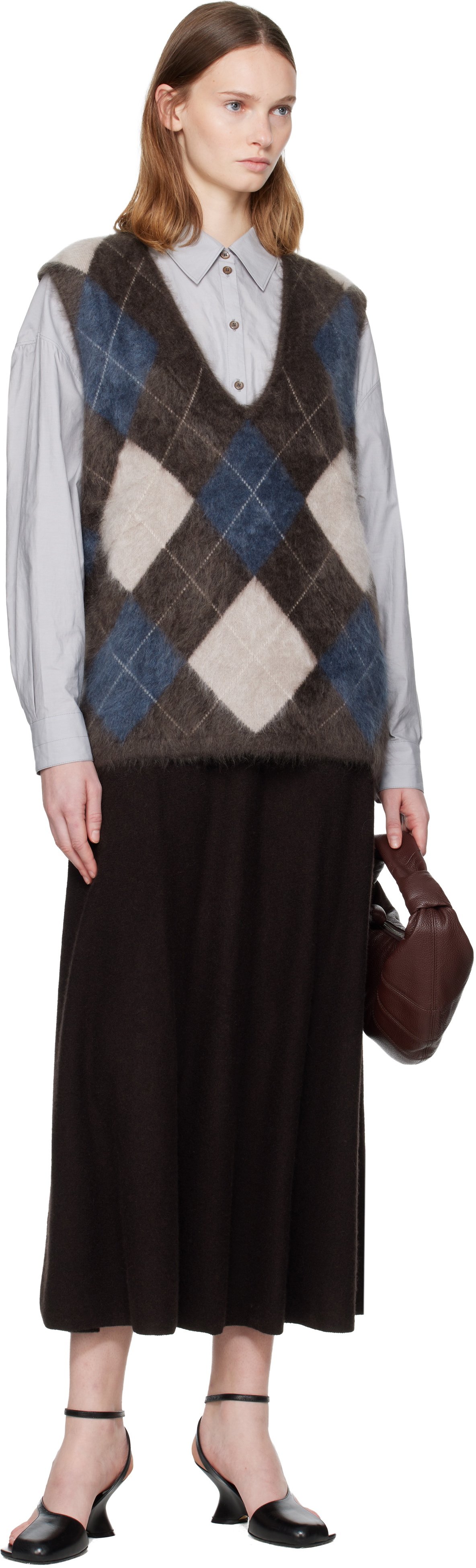 LISA YANG Brown Torie Midi Skirt