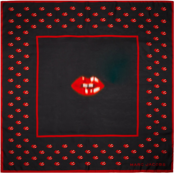 Photo: Marc Jacobs Black Blurred Lips Square Scarf