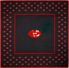 Marc Jacobs Black Blurred Lips Square Scarf