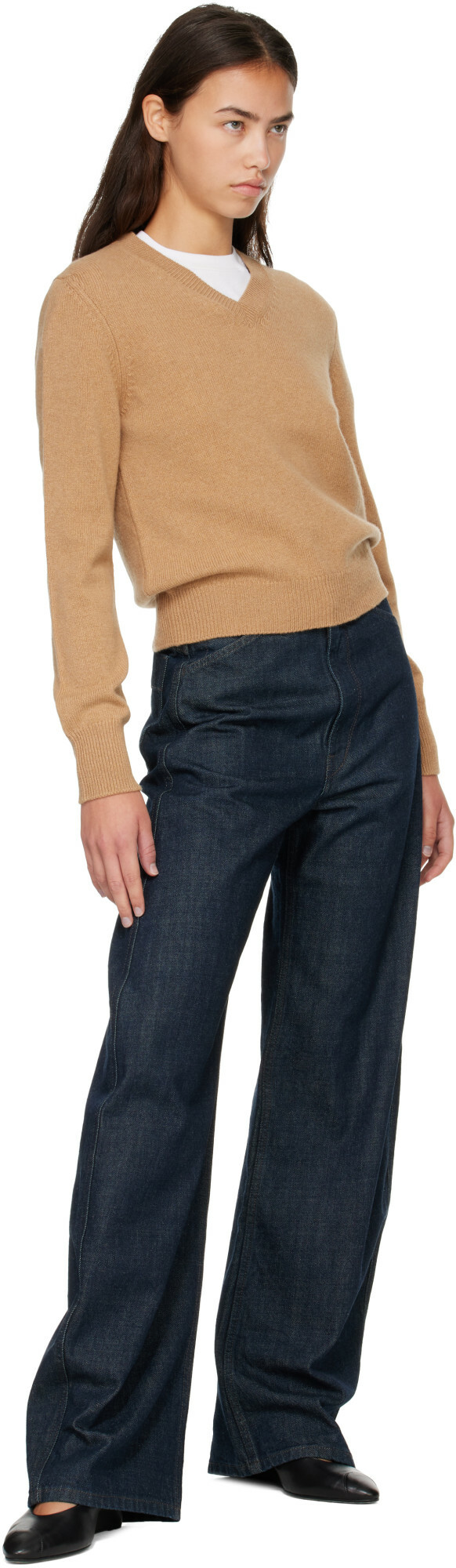 &Daughter Tan Sligo V-Neck Sweater