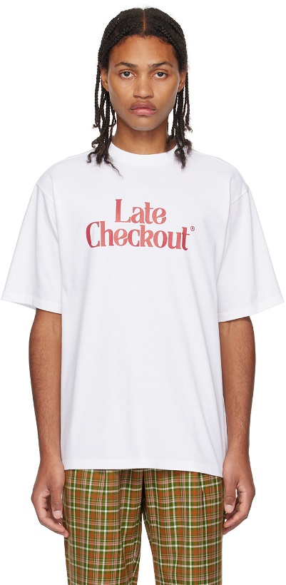 Photo: Late Checkout White Crewneck T-Shirt