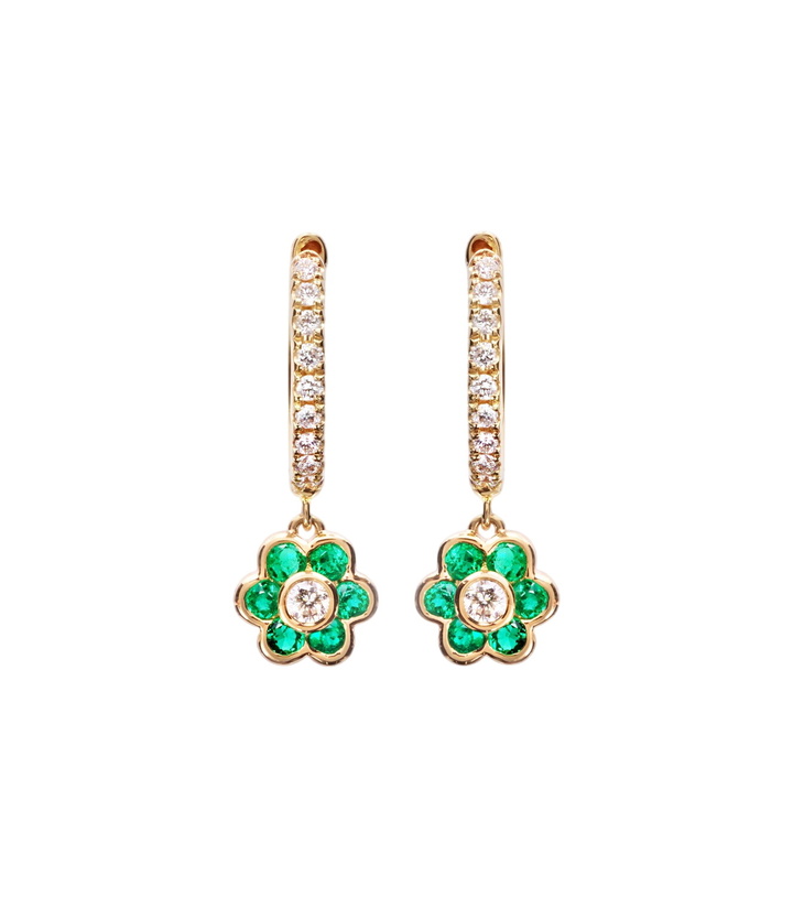 Photo: Anita Ko Flora 18kt gold huggie earrings with diamonds and emeralds