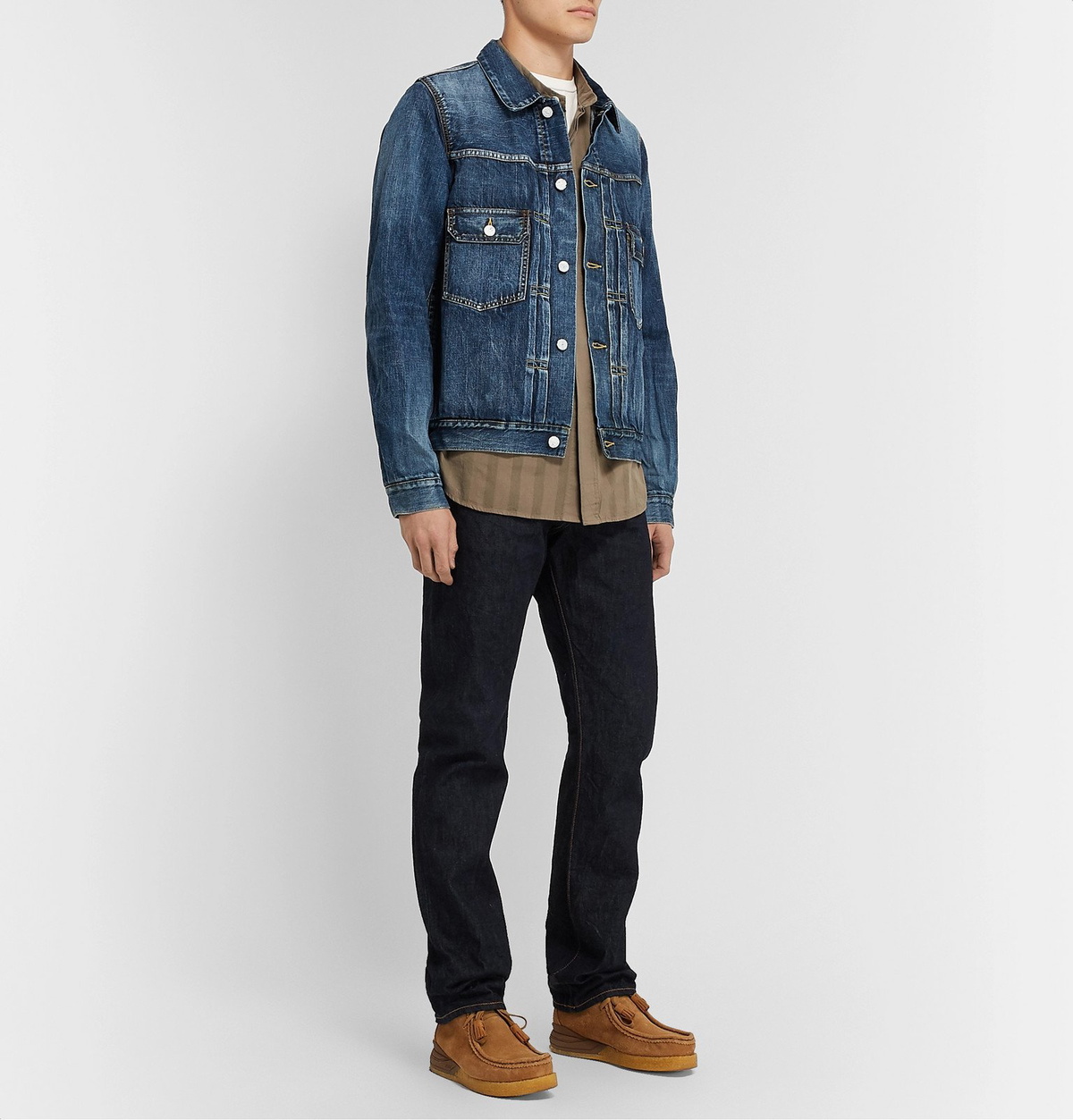 visvim - Social Sculpture 1000 Dry Damaged Denim Jacket - Blue Visvim