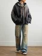 KAPITAL - Embelished Distressed Cotton-Jersey Zip-Up Hoodie