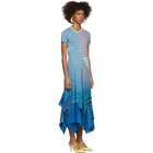 Loewe Blue Asymmetric Striped Tie-Dye Dress