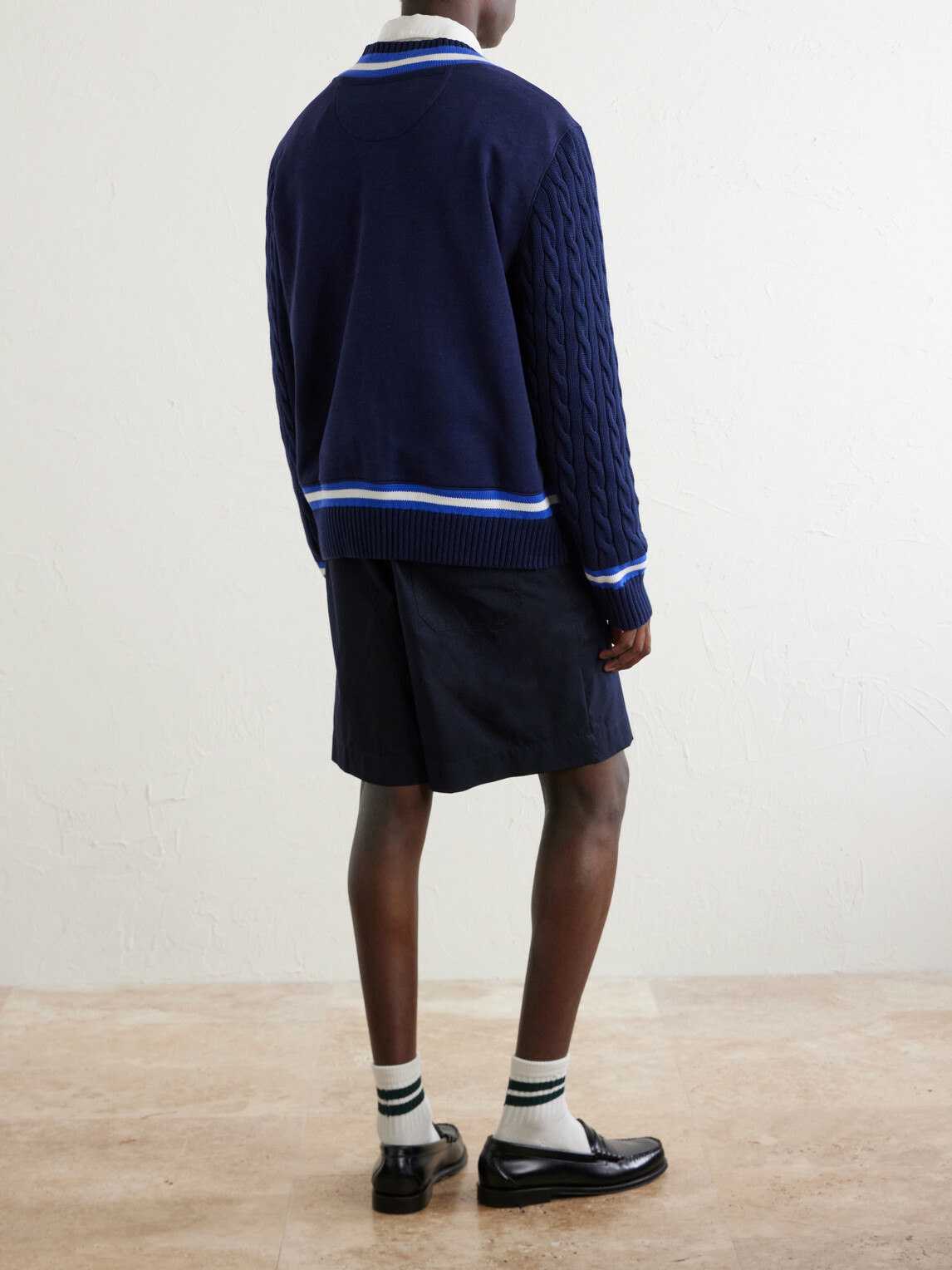 Polo Ralph Lauren - Wimbledon Logo-Embroidered Cable-Knit Cotton-Blend Fleece Sweater - Blue