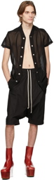 Rick Owens Black Semi-Sheer Golf Shirt