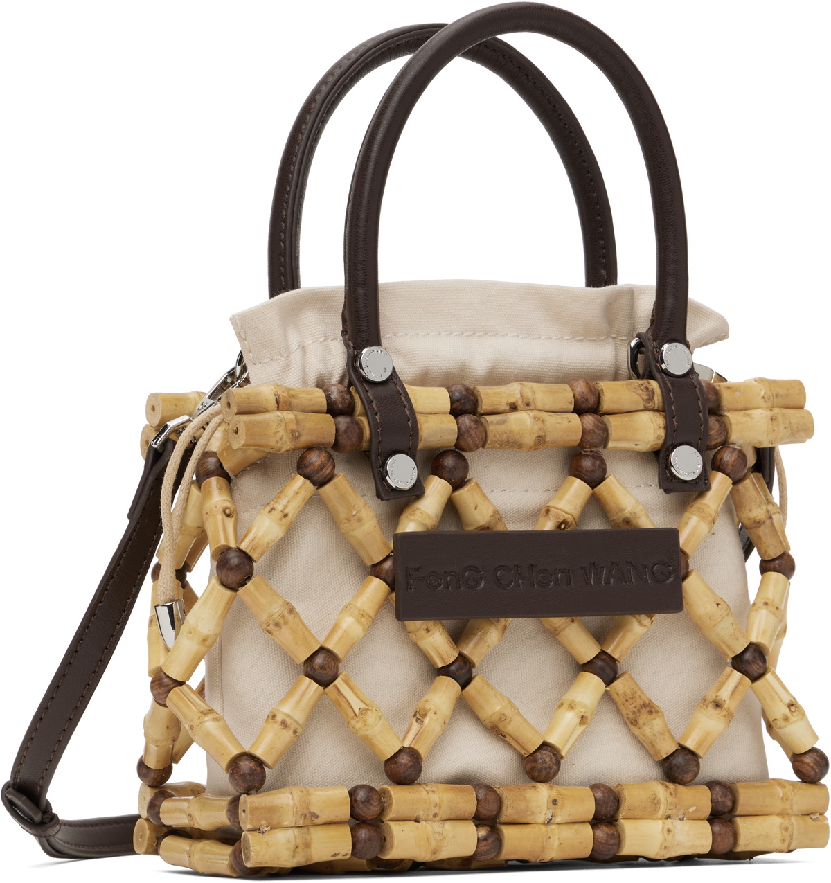 Feng Chen Wang Biege Woven Bamboo Bag