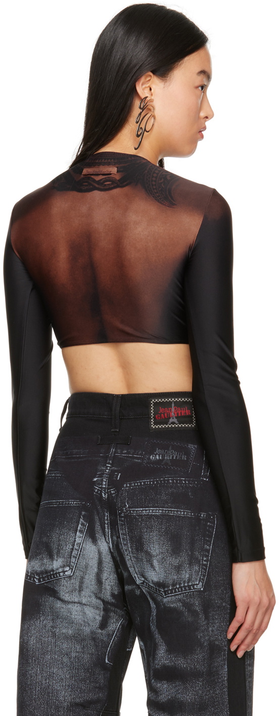 Jean Paul Gaultier Brown Graphic Long Sleeve T-Shirt