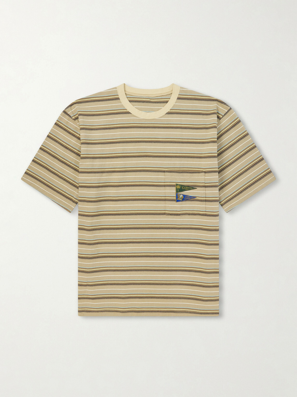 KAPITAL - Logo-Appliquéd Striped Cotton-Jersey T-Shirt - Neutrals
