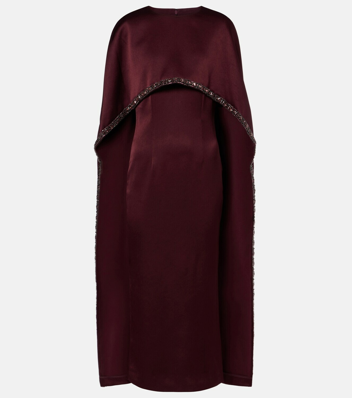 Roland Mouret Embellished caped satin crêpe midi dress