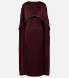 Roland Mouret Embellished caped satin crêpe midi dress