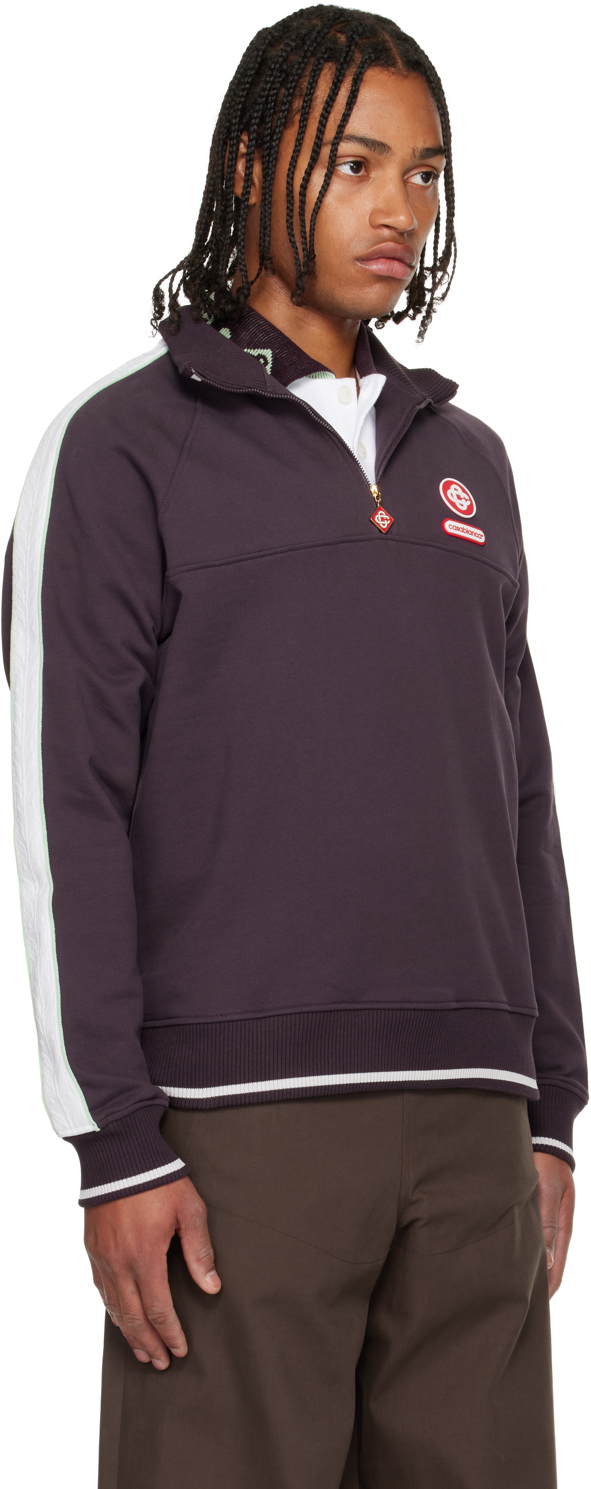 Casablanca Burgundy Quarter Zip Laurel Sweatshirt