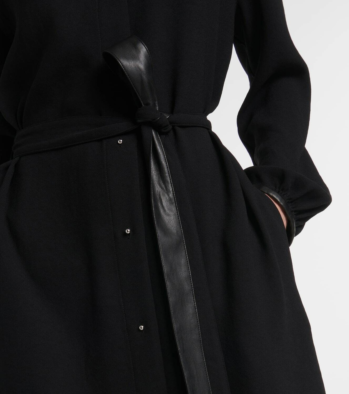Vince Faux leather-trimmed shirt dress
